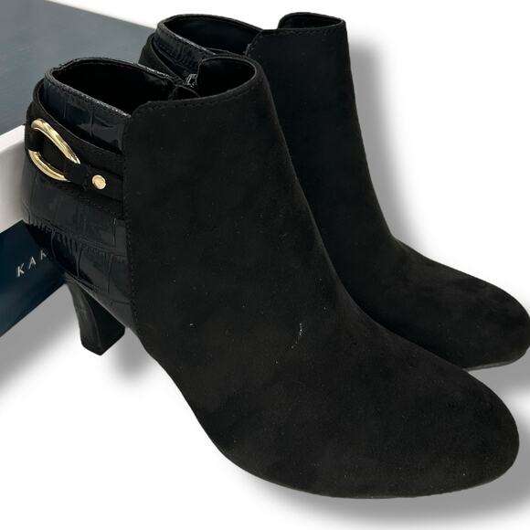 NEW Karen Scott Booties Size 6 Black Sleek Dressy Ankle Boots High Heels Work - Picture 1 of 12